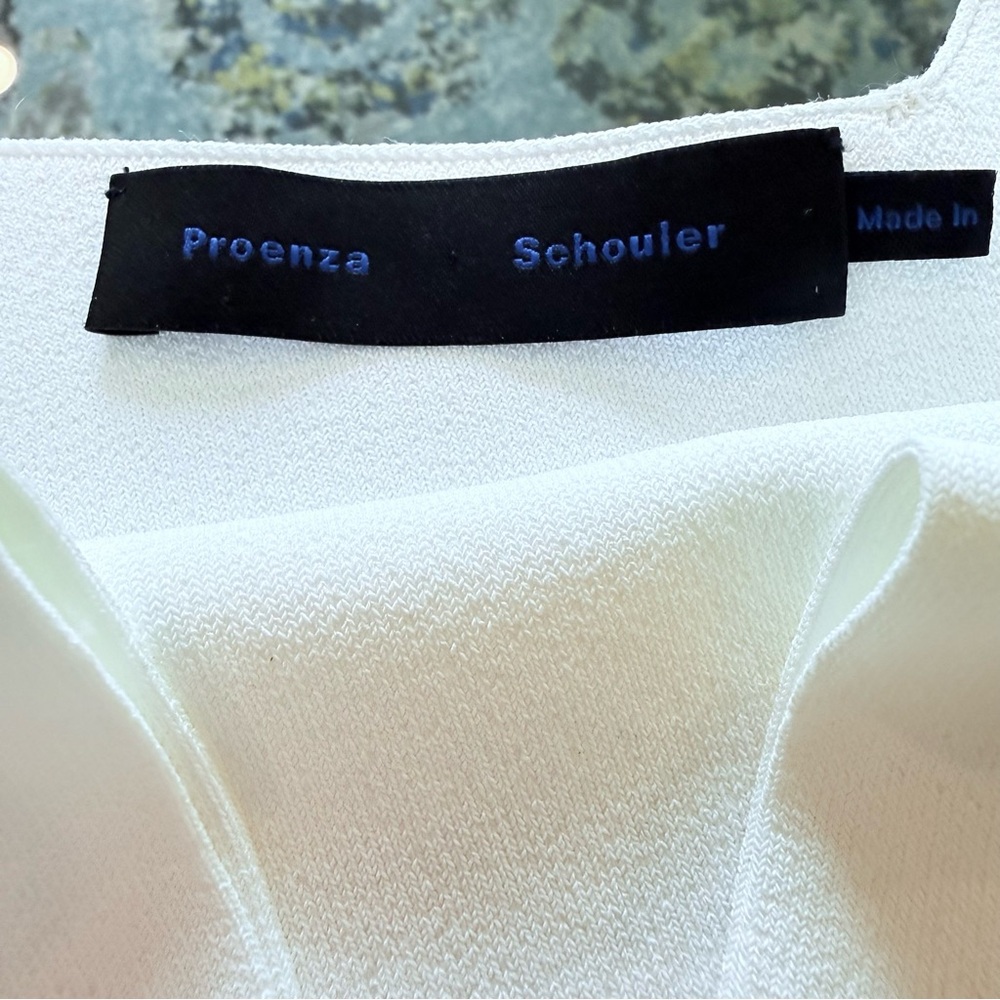 Proenza Schouler White Asymmetric Slit Knit Top Made in Italy S Luxe Minimalist - Picture 2 of 16